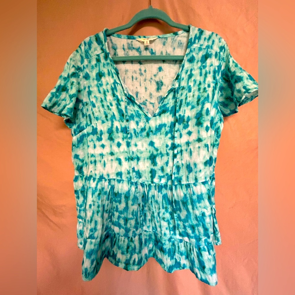 Terra & Sky Blue Tie-Dye Top